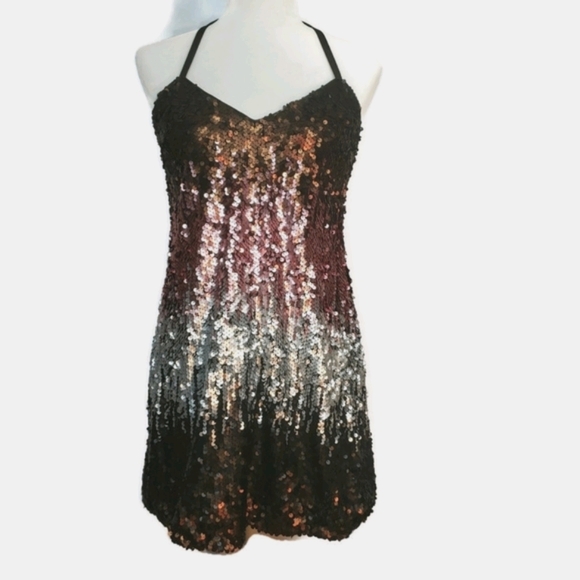 Tobi Till Sundown Halter Sequin Ombre Dress Small - Picture 6 of 8
